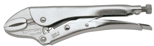 Grip Pliers with wire cutter, curved jaws 