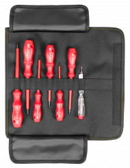 VDE Screwdriver Set in a black anniversary roll-up bag 